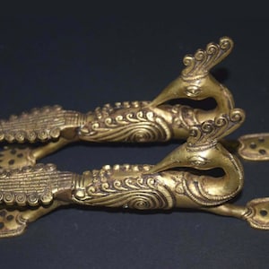 8.4&#39;&#39; Inches Long Brass Peacock Door Handle | Handmade Peafowl Bird Design