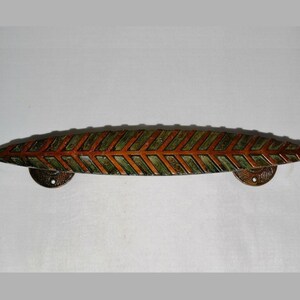 Eucalyptus Leaf Long Shape Door Handle | Brass Nature Theme Outdoor Handle