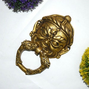 Tribal Mask Knocker | Brass Devil Face with Three Eyes | Scary Door Bell