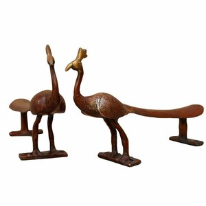 Peafowl Bird Door Handle Pair | Brass Turkey Style Peacock Hotel Door Pull