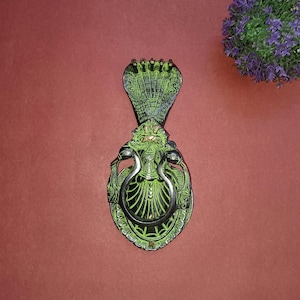 Krishna Naag Door Knocker | Multiple Head Snake Door Bell | Crown Religious Temple Door Bell