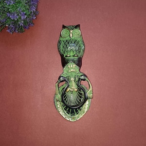 Owl Shape Door Knocker | Brass Nocturnal Bird Door Bell | Night Vision Owl Door Decor