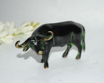 Village Buffalo Statue | Brass Animal Bull Suclpture | Living Room Table Decor