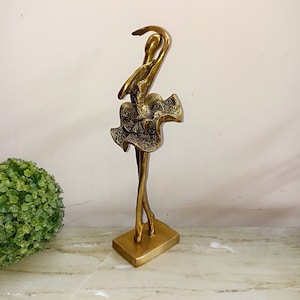 Beautiful Dancing Girl Trophy Idol | Brass Ballet Lady Sculpture Table Decorative Showpiece