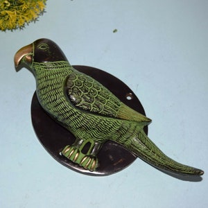 Modern Parrot Figurine Brass Mount Doorbell | Housewarming Cockatoo Entrance Door Knocker