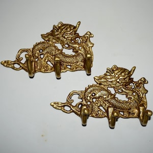 Japanese Fengshui Mythical Creature Wall Hook | Legendary Snake Dragon Brass Door Hanger
