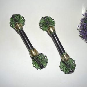 Brass Flower Base Door Handle | Nature Theme Door Hardware Decor WSR