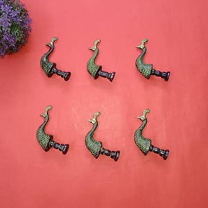 Set van 06 Peafowl kasttrekker | Messing pauwenvogelknoppen | Decoratie keukenlade