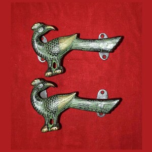 Engraving Peafowl Door Pull | Peacock Shape Door Handle Pair | Birds Theme Home Door Decor