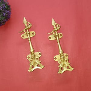Brass Cockatoo Door Handle Pair | Peafowl Bird Wardrobe Pull | Home Decoration