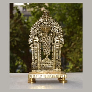 10" Inches Yali & Shesh Naag Throne | Brass Radha Krishna Singhasan Temple Decor | Weight- 1.3 KG Approx