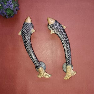 Tuna Nautical Fish Door Handle | Brass Sea Fish Theme Living Room Door Pull Set