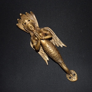11&#39;&#39; Inches Naag Kanya Door Handle Mermaid | Brass Snake Lady Fish Drawer Pull Door Decor | Weight- 1140 Grams Approx.