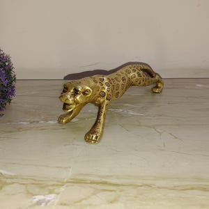 11&#39;&#39; Inches Jaguar Statue | Brass Leopard Sculpture | Home Décoration Art Gift