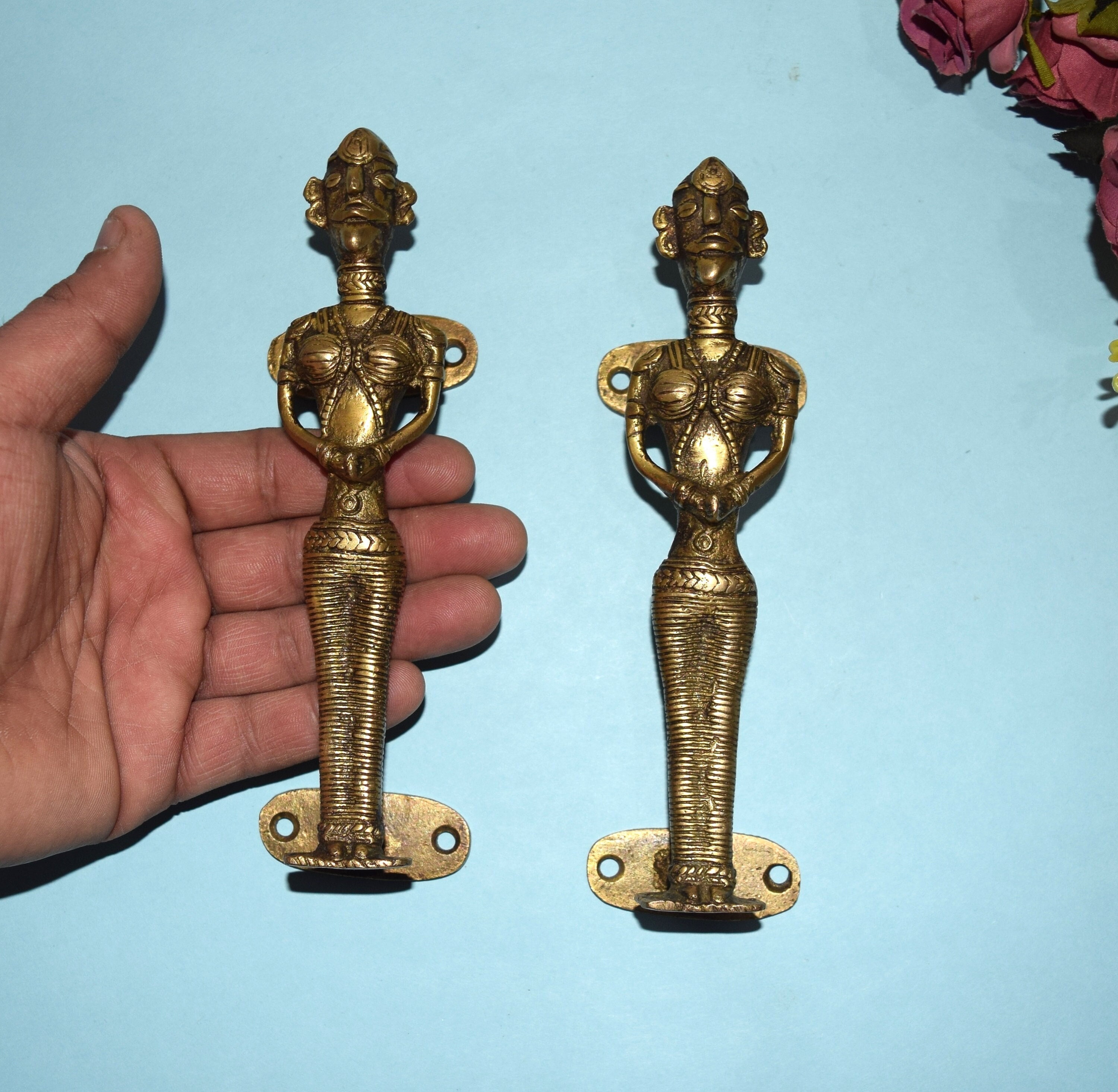 Dhokra Art Vintage Door Pull Elephant Figure Brass Door -  Norway