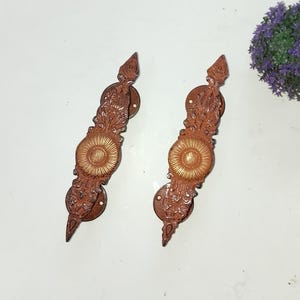 Gravur Floral Türgriff Set | Messing Garten Thema Griff | Raumdekoration