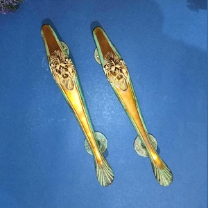 Lion Face Door Pull 13'' Inches | Brass Jungle King Beast Face Door Handle | Royal Theme Brass Handle