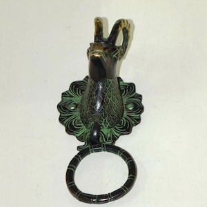 Creatieve koperen geitenkopklopper | Bloemvoet deurbel dierenkopvorm | Essentieel rustiek tuinkunstthema