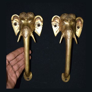 Manija de puerta de latón con forma de cara de elefante / Decoración de San Valentín para la entrada del hogar
