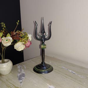 Lord Shiva Trident with Damru | Brass Trushul Object Festive Table Decor