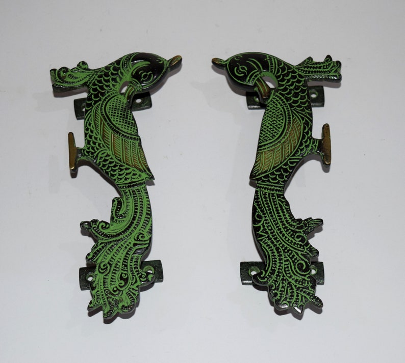 Romantic Swan Figurine Door shops Pullers | Brass Peacock Kitchen Door Handle | Handcarved Design Lounge Furnishing Art