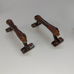 Avdragare till kontorsskåp i leopardmönster | Handtag i mässing med sibiriskt tigerhuvud och dörrbeslag för innerdörrar