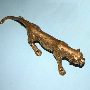 Okami Tiger Türgriff | Messing Jaguar Form Almirah Pull | Gewicht: 1040 Gramm ca.