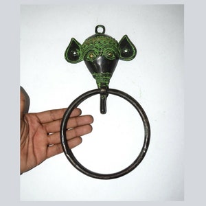 Brass Elephant Face Design Door Knocker | Brass Baby Elephant Bathroom Door Mounted Hanger