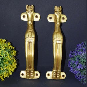 Brass Horse Door Handle Pair | Pony Animal Design Door Pull | Home Door Decoration
