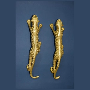 11&#39;&#39; Inches Leopard Door Pull Set | Brass Welcome Tiger Grip Cupboard Handle