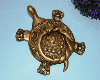 Brass Sea Turtle Door Knocker | 6'' Inches Door Hanger | Nautical Amphibian Theme