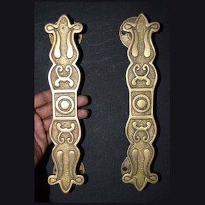 Brass Egypt Floral Door Handle | Flower Design Door Pull Decor | Restaurant Door Pull