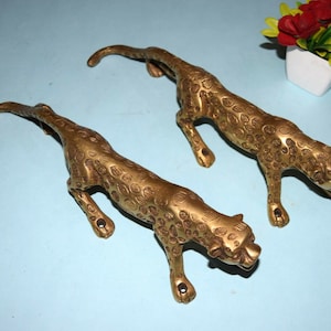 Brass Jaguar Door Pull Set | 11&#39;&#39; Inches Leopard Gate Handle | Restaurant Pull