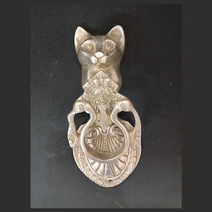 Cat Unique Design Door Knocker | Brass Kitten Face With Yali Engraved Door Bell | Home and Office Decoration