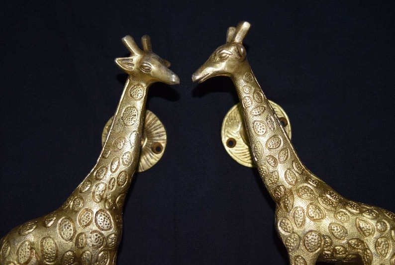 Brass Giraffe Door Handle Pair in Silver Color Door Pull Set of 02 pieces Brass Giraffe Door Handle Pair in Silver Color Door Pull Set of 02 pieces