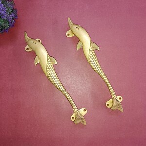 Großer Delphin Haustürgriff | Aus Messing Einzigartige Schrank Türknauf Set