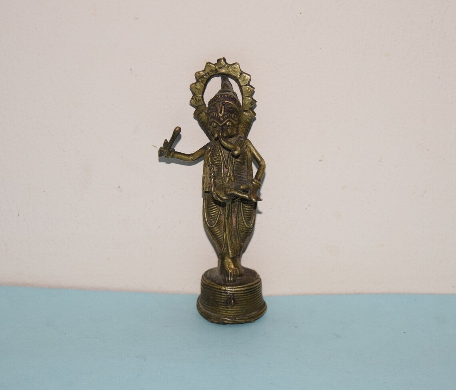 Statuette Décorative En Laiton Art Dhokra - Style Vintage Tribal - Hauteur 3.5 Pouces