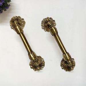 Blumentürgriff-Paar | Lackierte Messing Floral Zweig Türgriff Dekoration
