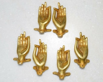 Brass Hand Knob Set of 06 Pieces | Kitchen Drawer Pull | Yoga Lady Hand Shape Cabinet Kobs