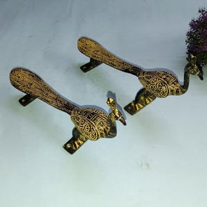 Peacock Shape Door Handle | Bird Pair Brass Door Pull