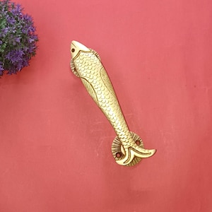 Piranha Fish Shape Door Handle | Brass Handicrafts Ocean Theme Door Pull | Home Windows Door Decoration