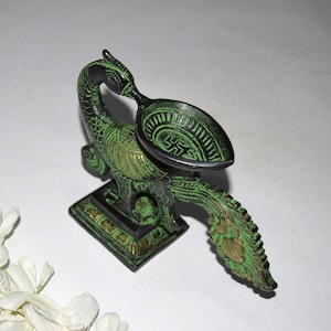 Peacock Oil Lamp | Brass Peafowl Design Indian Home Decoration Diya | Diwali Decorative Pooja Decor