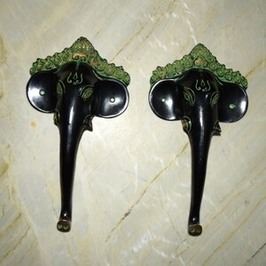 Brass Ganpati Door Handle Pair | Set of 02 Pieces 9.5&#39;&#39; Inches Gate Decor | Trunk Ganesha Handle
