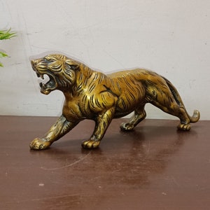 Big Cat Statue | Brass Tiger Statue Table Decor | Jaguar Panther Shape Sculpture