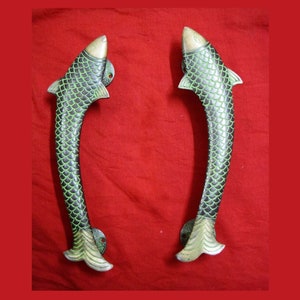 Nautical Brass Fish Door Handle | Fish Shape Unique Design Door Pull | Home Decor