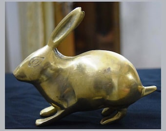 Rabbit Figure Sculpture | Brass Handicrafts Rabbit Statue | Drawing Room Table Decor