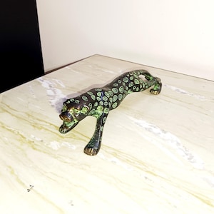 Exquisite Jaguar Statue | Brass Panther Figurine Big Cat Statue