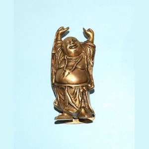 Lucky Charm Buddha Door Pull | Brass Happy Man Cabitnet Drawer Pull | Lucky Man Fengshui Entrance Decor