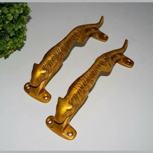 Jaguar Shape Door Handle Pair | Jumping Tiger Door Pull | Designer Door Handle