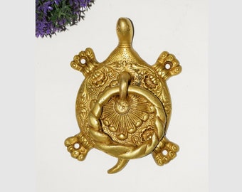 Brass Reptile Door Bell | Ocean Turtle Knocker | Cottage Villa Door Hanger